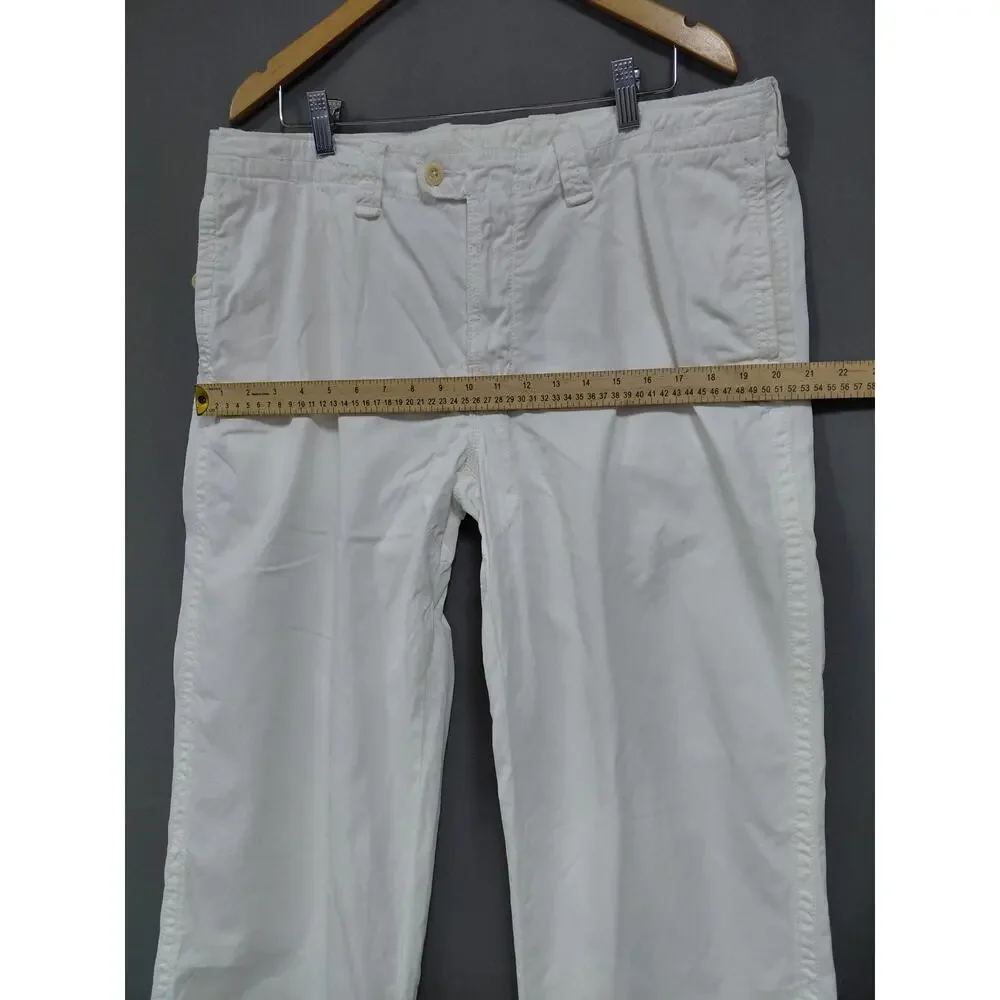 Polo by Ralph Lauren 100% Cotton Pants White Solid Woven Men Size 36 /30